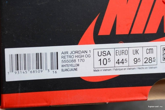 First Class 555088-170 Air Retro High Jordan OG 1 Flight 1107